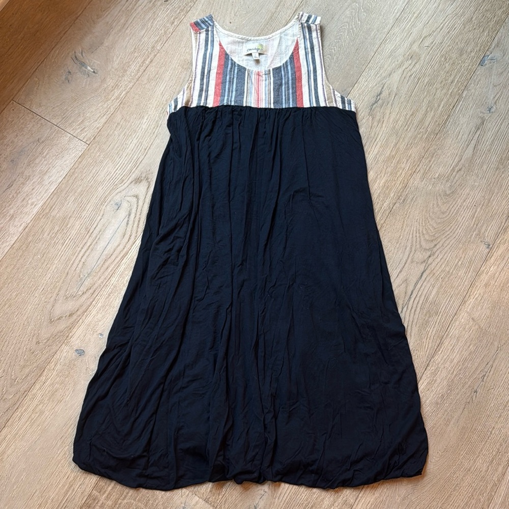 Anthropologie Porridge Cayucos Sleeveless Navy bubble hem Dress S